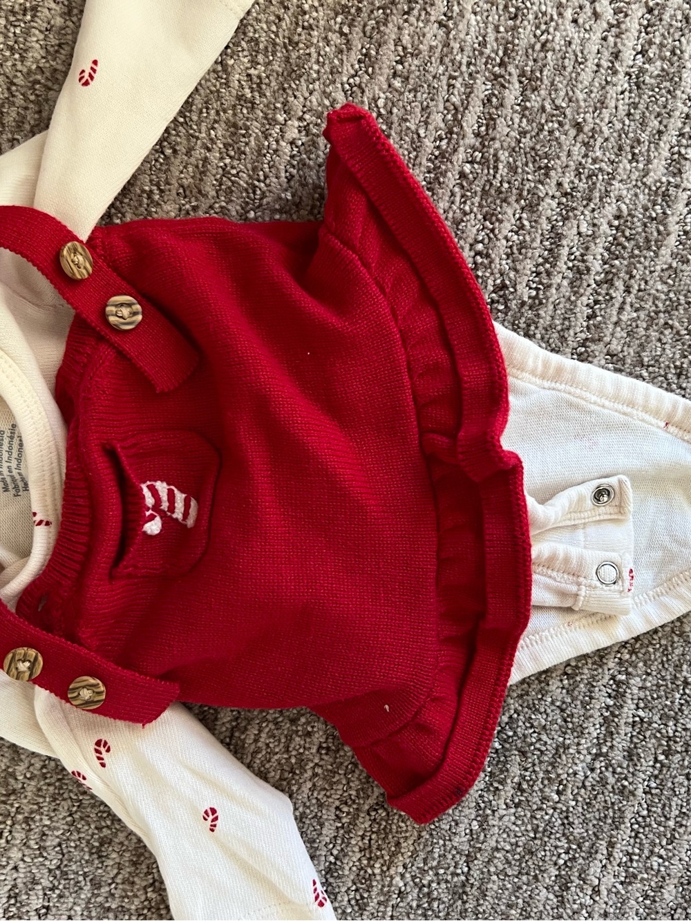 Carter's Red Knit Pinafore with Cream Onesie